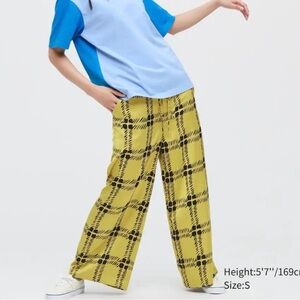 Marni x Uniqlo XS Mustard Drape Relaxed Baggy Wide Leg Pants Satin Comfort NWT